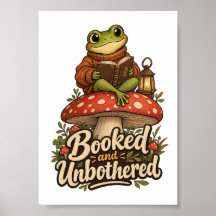 Geboekte en Ongestoorde Kikker Leest Boek Muurkuns