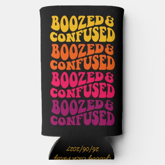 Geboekte samengevoegde Groovy Bachelorette Party - Seltzer Blikjeskoeler (Achterkant)