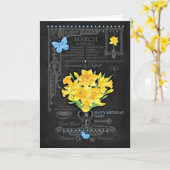 Geboektebloem Maart Krijt Persoonlijke Kaart (Gele Bloem)