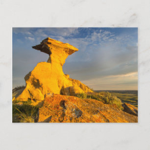 Geboetseerde Badlands-formatie in kort gras Briefkaart
