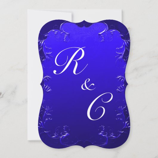 Gebogen Blauwe Elegantie Vintage Bruiloft Kaart (Achterkant)