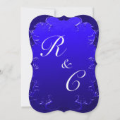 Gebogen Blauwe Elegantie Vintage Trouwen Kaart (Achterkant)