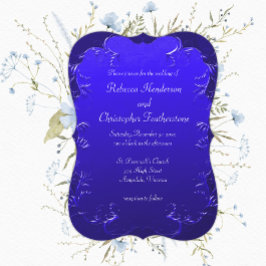 Gebogen Blauwe Elegantie Vintage Trouwen Kaart