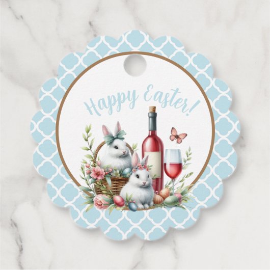 Gebogen Bunny & Wine Waterverf Gift Labels (Achterkant)