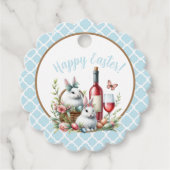 Gebogen Bunny & Wine Waterverf Gift Labels (Voorkant)