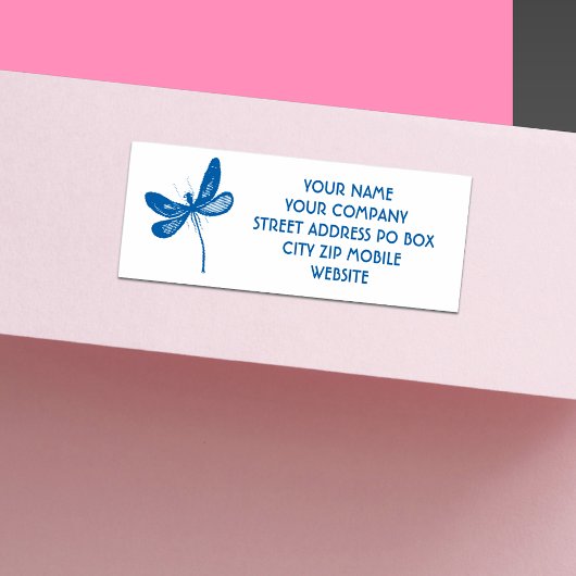 Gebogen Dragonfly zakelijk of persoonlijk adres Zelfinktende Stempel