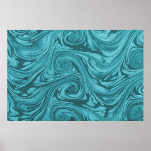 Gebogen en gebuigde achtergrond in tinten turquois poster