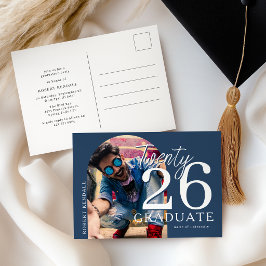 Gebogen foto afstudeerfeest uitnodiging briefkaart