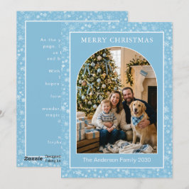 Gebogen Foto Blauwe Sneeuwvlok Kerstgroet Feestdagenkaart