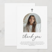 Gebogen foto Eerste communie Meisje Dank je Bedankkaart (Voorkant / Achterkant)