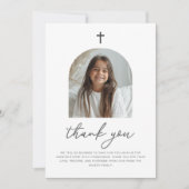 Gebogen foto Eerste communie Meisje Dank je Kaart (Voorkant)