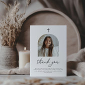 Gebogen foto Eerste communie Meisje Dank je Kaart
