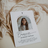 Gebogen foto Eerste Communie Meisje Uitnodiging