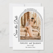 Gebogen Foto Elegant Script Save the Date (Voorkant)
