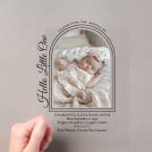 Gebogen foto elegante script geboorteaankondiging acryl uitnodigingen (Insitu (Draagbaar))