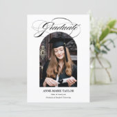 Gebogen foto- en script afstudeeraankondiging kaart (Staand voorkant)