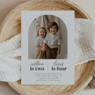 Gebogen foto - gezamenlijke verjaardagsuitnodiging kaart