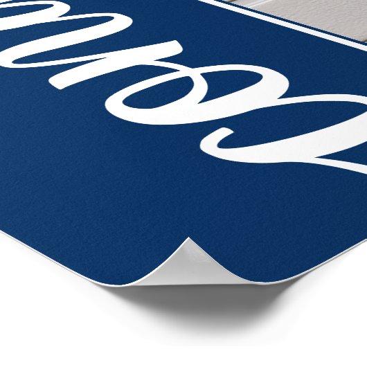 Gebogen foto op blauw Afstuderen Poster (Hoek)