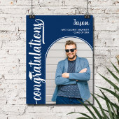 Gebogen foto op blauw Afstuderen Poster
