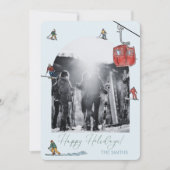 Gebogen foto skiën gelukkige vakantiepas kaart (Voorkant)
