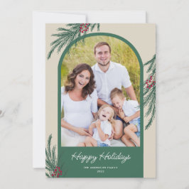 Gebogen Foto Wintergroen Prettig Feest Feestdagenkaart