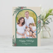 Gebogen Foto Wintergroen Prettig Feest Feestdagenkaart (Staand voorkant)