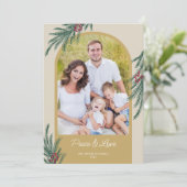 Gebogen Foto Wintergroen Vrede & Liefde Feestdagenkaart (Staand voorkant)