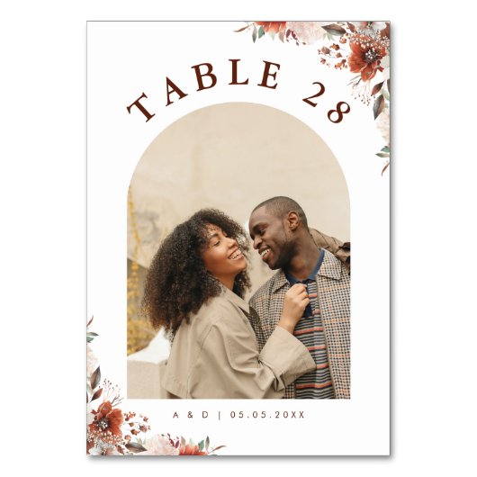 Gebogen fototekst Boho Herfst minimalistische brui Kaart (Achterkant)