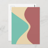 Gebogen geometrische vormen Groen Bruin Briefkaart (Voorkant / Achterkant)