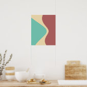 Gebogen geometrische vormen Groen Bruin Poster (Keuken)
