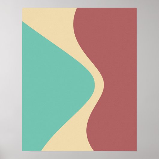 Gebogen geometrische vormen Groen Bruin Poster (Voorkant)