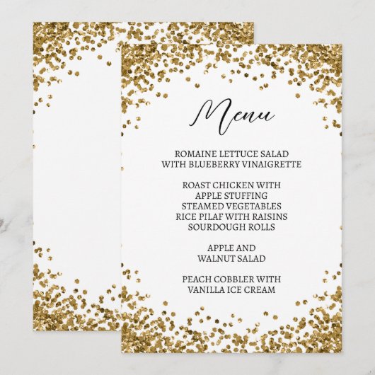 Gebogen Goud Glitter Wit Menu (Voorkant / Achterkant)