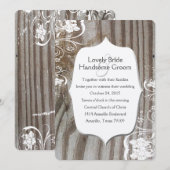  gebogen hout shabby kant bruiloft uitnodiging (Voorkant / Achterkant)