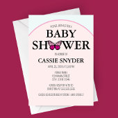 Gebogen Kader Roze Vlinder Baby Shower Uitnodiging