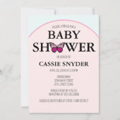 Gebogen Kader Roze Vlinder Baby Shower Uitnodiging (Voorkant)