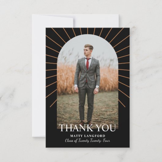 Gebogen Klasse van Afstuderen Foto Bedankkaart (Voorkant)