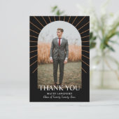 Gebogen Klasse van Afstuderen Foto Bedankkaart (Staand voorkant)
