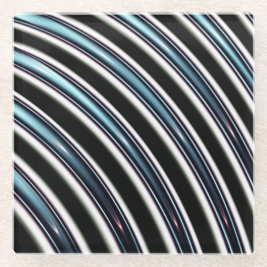 gebogen lijnen sluiten een fractal op glazen onderzetter (Voorkant)