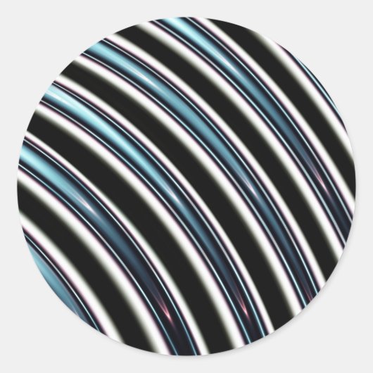 gebogen lijnen sluiten een fractal op ronde sticker (Voorkant)