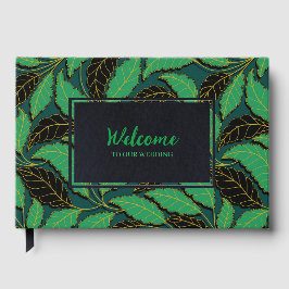 Gebogen lijnen takken bladeren zwart G622 Gastenboek