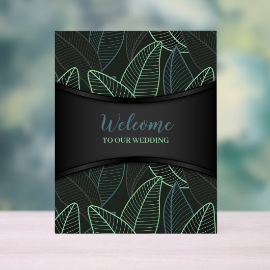 Gebogen lijnen takken bladeren zwart G625 Acryl Bord (Neutraal)