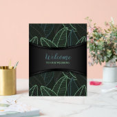 Gebogen lijnen takken bladeren zwart G625 Acryl Bord (Huwelijk)