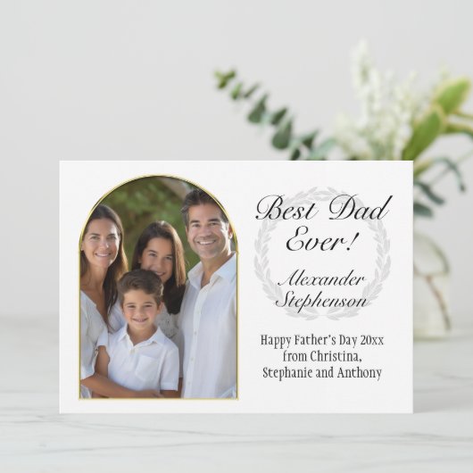 Gebogen Lijst Beste Pap Ever Vaders Dag 3 Foto Kaart (Staand voorkant)