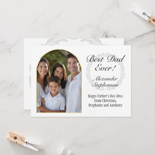 Gebogen Lijst Beste Pap Ever Vaders Dag 3 Foto Kaart (Voorkant / Achterkant in situ)