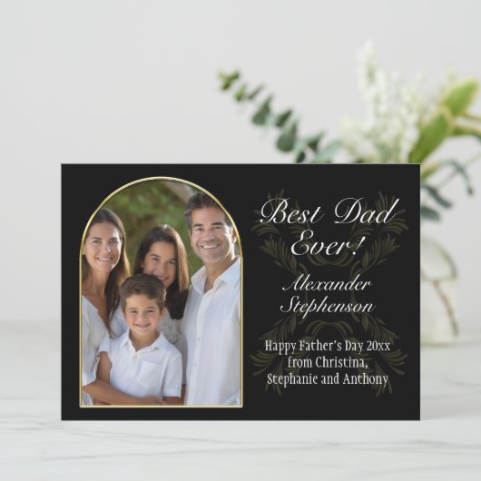 Gebogen Lijst Beste Pap Ever Vaders Dag 3 Foto Kaart (Staand voorkant)
