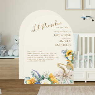 Gebogen Li'l Pumpkin Zonnebloem Crème Baby Shower Kaart
