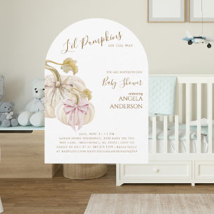 Gebogen Li'l Pumpkins op Weg Tweeling Baby Shower Kaart