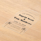 Gebogen minimalistische tropen bruiloft acryl uitnodigingen (Laagn)