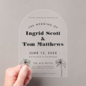 Gebogen minimalistische tropen bruiloft acryl uitnodigingen (Insitu (Draagbaar))