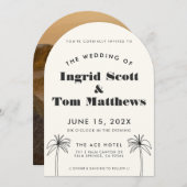 Gebogen minimalistische tropen bruiloft kaart (Voorkant / Achterkant)